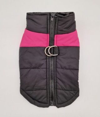 Wintermantel schwarz/pink